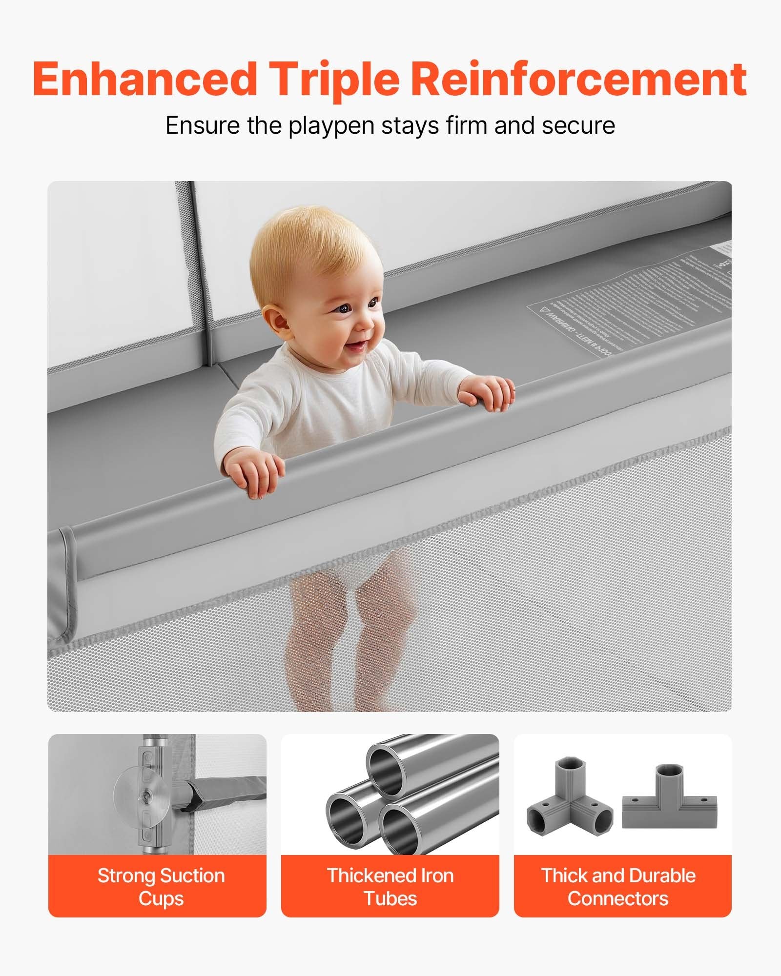 Baby Playpen, 2000 x 1490mm Large Toddlers Playpen, Indoor/Outdoor