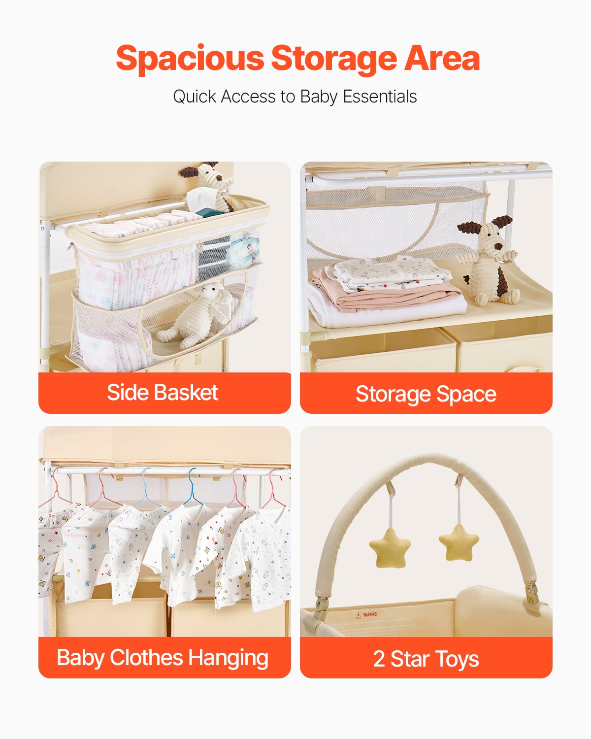 Baby Changing Table, Foldable Diaper Change Station with 2 Fabric